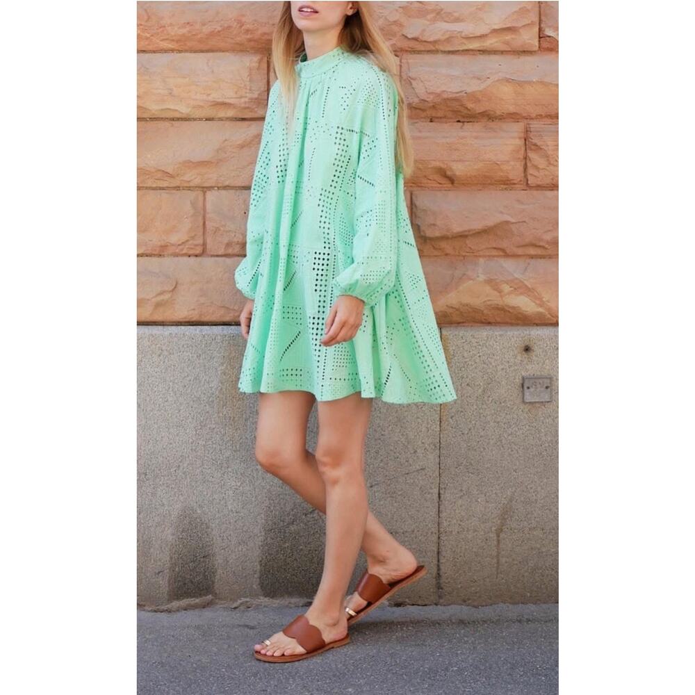 Rodebjer Trisola Menthol Green Eyelet‎ Dress Size XS
